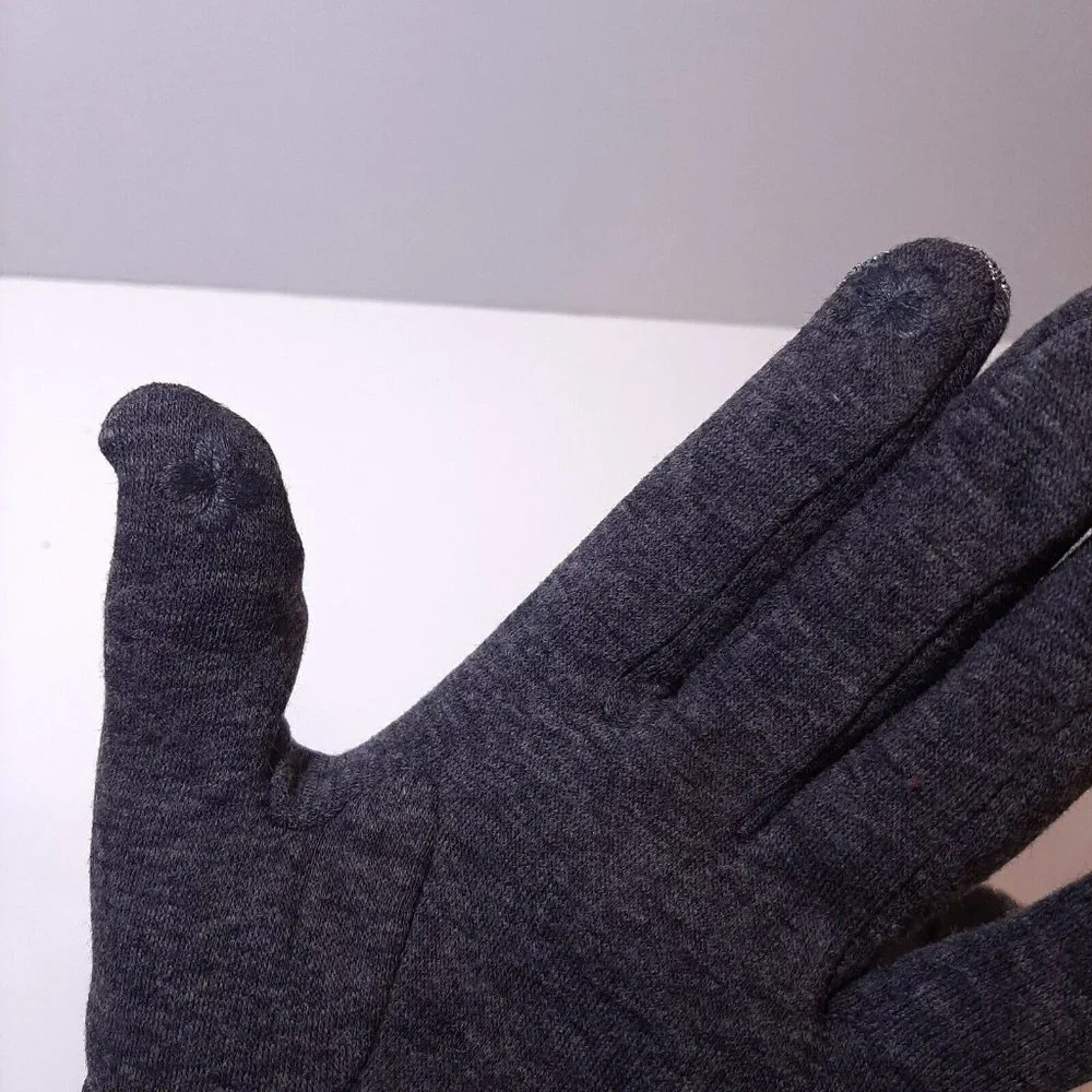 Metallic Touch Screen Gloves Womens One Size Gray Silver Faux Fur Lined